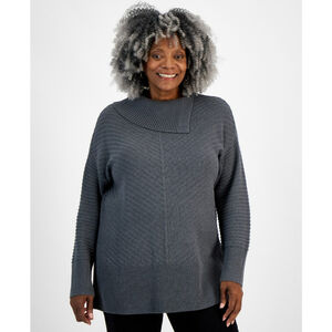 Style & Co Plus Size 1X Envelope Neck Sweater in Charcoal Gray NWT